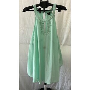 Torrid‎ Sleeveless Swing Tank Top Aqua Green Embroidered Size 2X